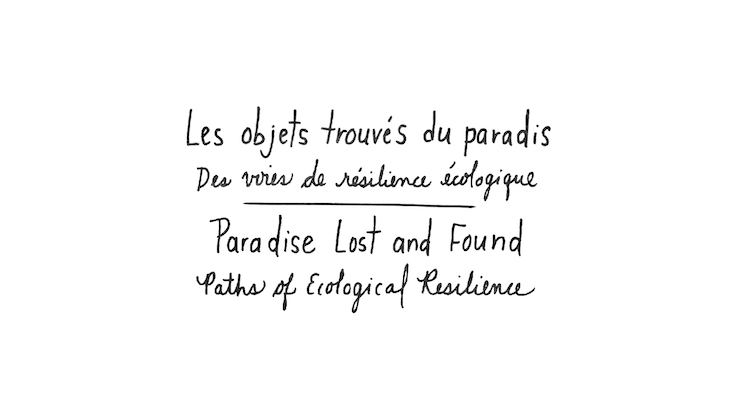 Black handwritten text written on a white background with the  title of the program in French above 