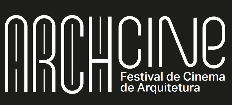 ArchCine Festival de Cinema de Arquitetura Logo in White against a black background.