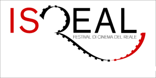 IsReal festival text with the R heavily stylized and elongated to suggest a film reel or an octupus.