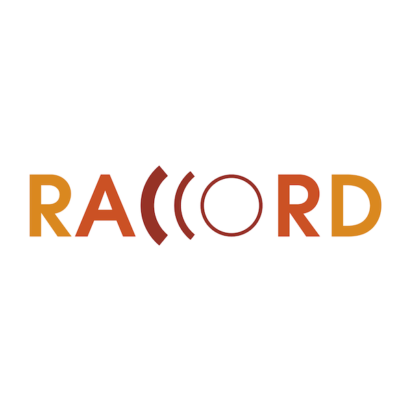 RACCORD logo in uppercase coloured letters in orange, red and yellow tones.