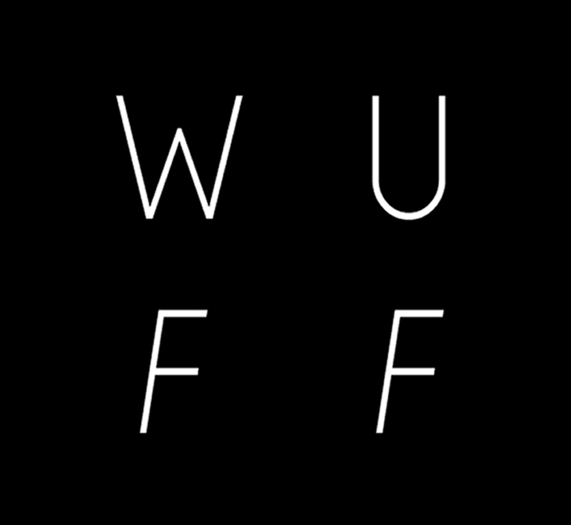 WUFF Logo white letters on black background 